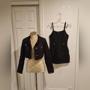 Cute Junior's Tweed Jacket & Dress Set Black Size 1